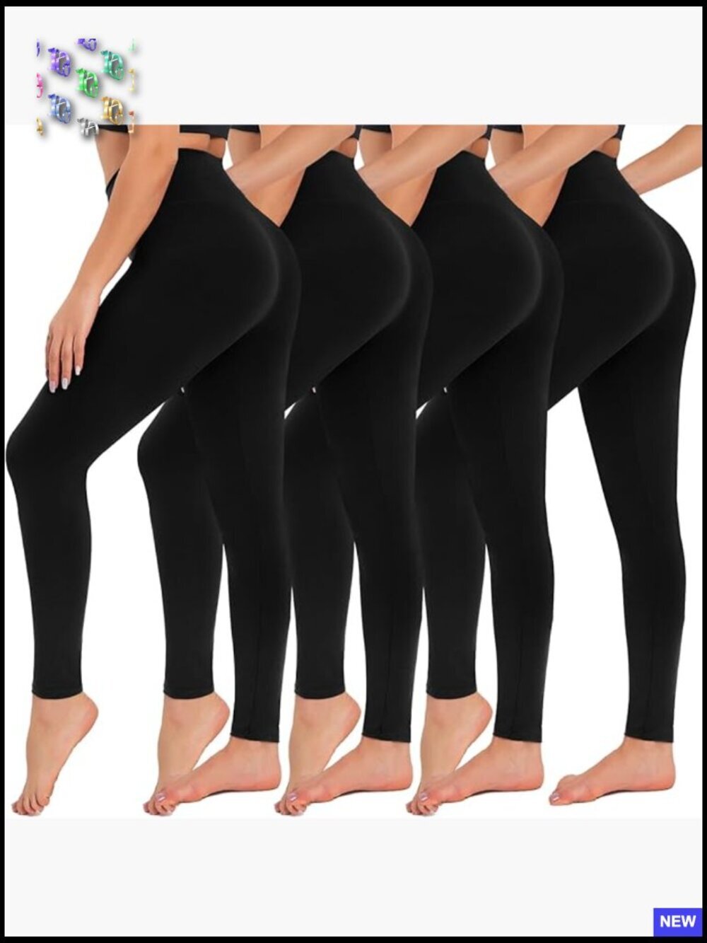 High Waisted Tummy Control Leggings 4 Pack Yoga Pants Workout Gym Stretchy